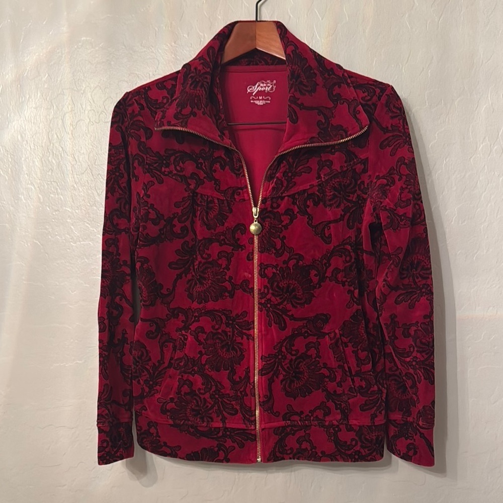 Style and co Red and Black Jacket with Velvet Texture